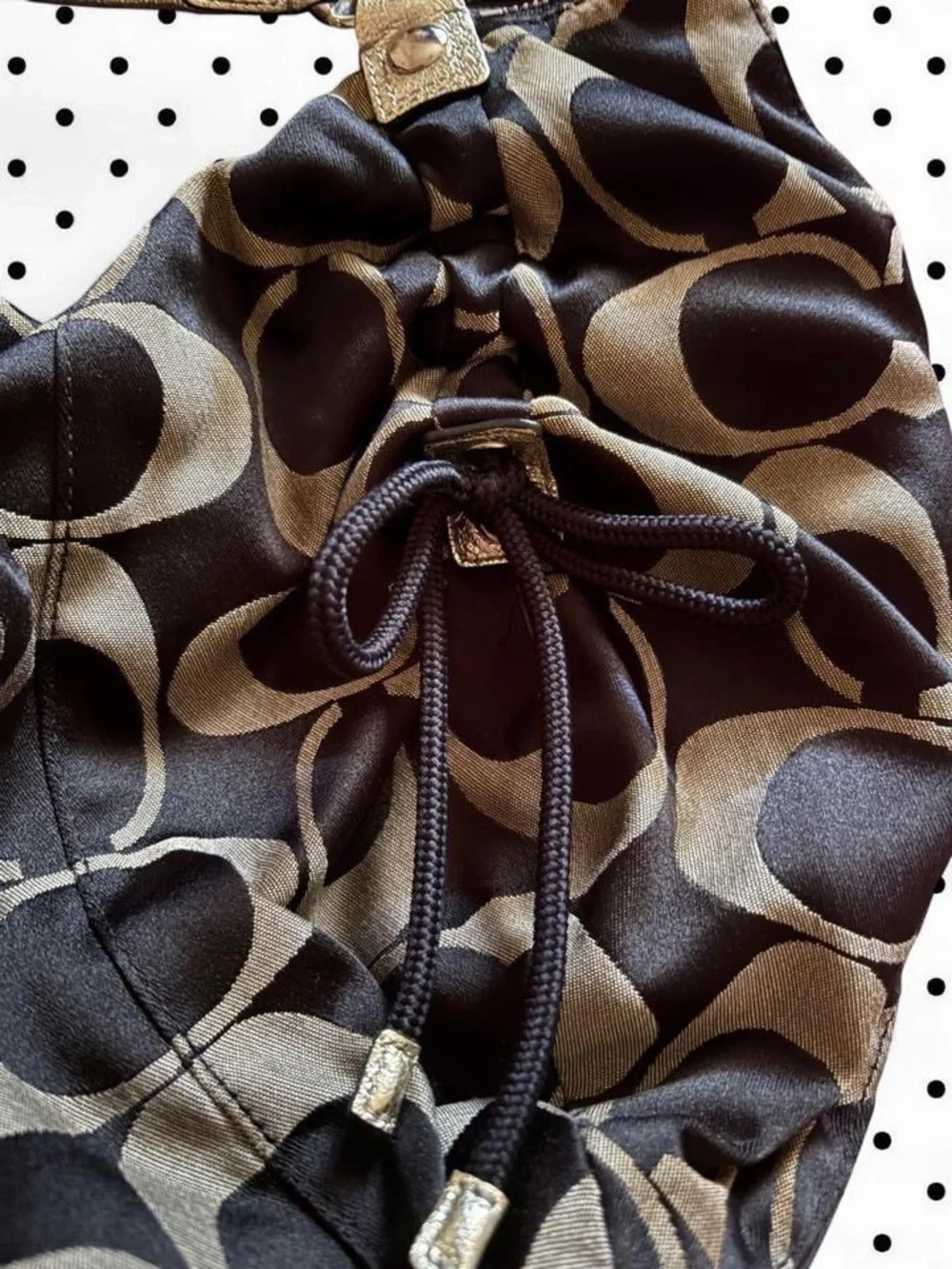 Coach black large shoulder bag with tan signature